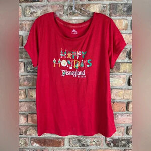 Disneyland Logo Red Christmas Tee XL